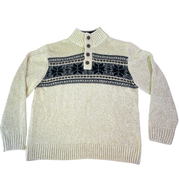 Tricots St Raphael Other - VTG Tricots St Raphael Fair Isle Sweater Mens XL Nordic Button Mock Neck